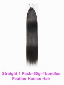 Feather Hair Extensions Straight Human Hair Crochet Human Hair Bundles 24 Inch 50g Pre-Separated Feather Crochet Human Hair Crochet Hair Extensions Natural Black - SNatural - View 26