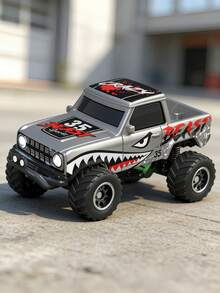 1/64 Scale Mini Remote Control Monster Truck Trailer, Rechargeable Alloy Shell Mini RC Car With Lights, Speed/Steering Adjustable (Orange) - Four-wheel Off-road Vehicle - View 11