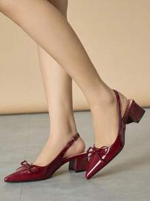 [GEY]Women's Shoes, Women's High Heels, Women's Chunky Heels, Cushioned Insoles | Non-Slip Insoles | PU Synthetic Fabric, Suitable For Skirts, Pants, And Uniforms, Wearable Year-Round, Local Warehouse Women's Shoes, Fast Shipping. - Đỏ - Xem 2