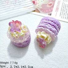 3D Cream Butterfly Cake Miniature Food Toy, Resin Accessory Handmade Small Ornament Keychain DIY Cream Glue - Multicolor - View 6