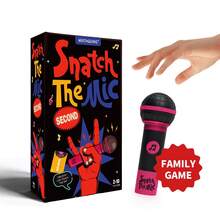 Tabletop Mic Grabbing Family Game | Upgraded Version - Karaoke Party Game, Includes 125 Lyric Cards, Pink And Black Microphones - Suitable For Game Nights, Birthday Parties, Music Lovers (2-10 Players) - Multicolor - View 2