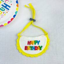 Adjustable Pet Birthday Party HAPPY BIRTHDAY Knitted English Embroidery Lace Scarf/Hat, Suitable For Cats And Dogs - Yellow - View 8