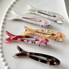 6个/4个/3个可爱醋酸纤维鱼形发夹，鸭嘴夹，甜美女孩刘海夹，百搭优雅发饰 - 彩色 - 查看 3