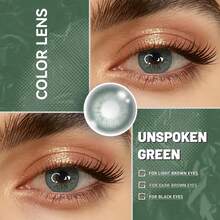 1副/2片 Lalens 新款小瞳孔隐形自然绿色美瞳，适合深棕色眼睛，打造精致妆容，适合毕业、生日、节日、夏季、秋季、Y2K风格，时尚百搭，适合女性化妆、派对、海滩、旅行、露营、户外活动、校园旅行、节日装饰、礼物、玫瑰女孩角色扮演，最佳色彩魅力氛围，新年、返校、万圣节装扮 - Glacier-Green - 查看 3