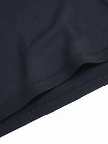 Camisa polo azul marino minimalista para hombre GRDR, top casual retro simple para el verano - Azul Marino - Ver 3