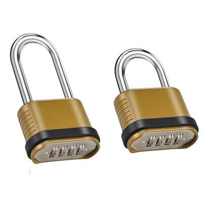 Candado de combinación resistente de 4 dígitos - Grillo largo de 105 mm / Grillo corto de 72 mm Candado de combinación resistente a la intemperie, Candado de combinación para unidades de almacenamiento, taquillas del gimnasio, puertas de valla y puertas de cobertizo - Dorado