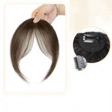 女士夹式刘海，耐热合成纤维，瞬间修饰脸型的短刘海，轻松夹戴（无需胶水/缝纫），适合日常佩戴和特殊场合，轻盈的假发顶部替换发片，仿人发夹式刘海 - 彩色 - 查看 10