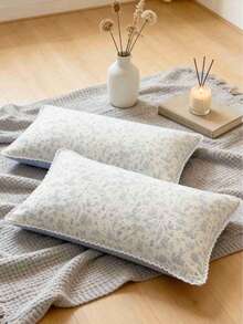 1pc Cloud-Like Jacquard Double-Layer Muslin Printed Pillowcase (Pillow Insert Not Included), Breathable & Cooling, Essential For Summer, Comfortable & Skin-Friendly Pillowcase, Suitable For Travel, Home Or Hotel Bedroom, Perfect Holiday Gift - FMHY-l - View 2