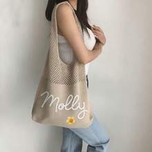 Customized Name Bag, Chunky Knit Hand-Embroidered Hollow-Out Bag, Versatile Minimalist One Shoulder Underarm Bag, Beach Gift, Mother's Day Gift, Gift For Girlfriend - Multicolor - View 37
