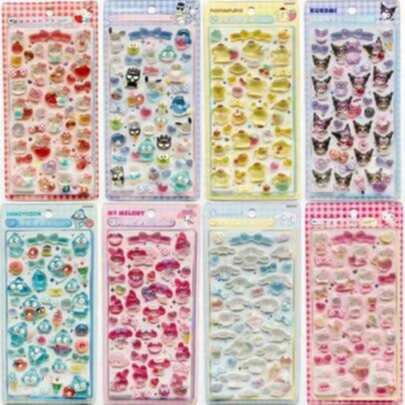 3D贴纸 - 可爱透明爱心贴纸 | 闪亮果冻贴纸，适合制作相册和日记本，Gukha，Y2K风格可爱日系贴纸，高品质卡通动物3D水晶浮雕趣味贴纸