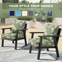 Outdoor Deep Seat Cushions Waterproof Patio Seat And Back Cushion Set, Fade-Resistant Seasonal Chair Cushion With Removable Cover For Dining Arm Chairs, Wicker Chairs And Garden Furniture Sofa Chair Cushion Set Decoration For Outdoor Garden, Deck, Porch, Patio Furniture - 淡綠 - 查看 10