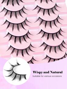 MAANGE 10/20 Pairs Natural Style Mixed Blood-Toned False Eyelashes, Durable & Long-Lasting, Low Sensitivity, Cartoon Style, Black Stem & Transparent Stem Thick Tail Camellia Cartoon Eyelashes, Japanese Style Gift - Black - View 9