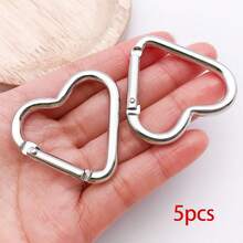 5/10个心形圆形星形钥匙扣夹银色金属心形登山扣钥匙圈DIY创意设计悬挂旋转龙虾爪扣触发弹簧钩用于珠宝制作 - 彩色 - 查看 23