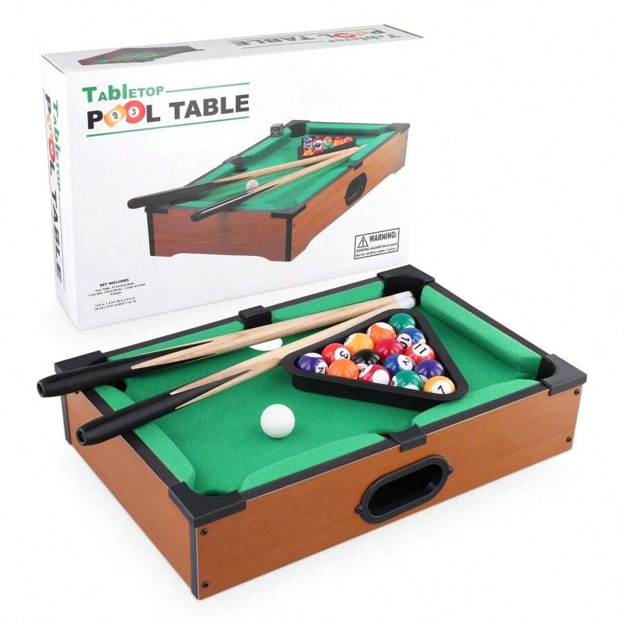 Mini Pool Table Top,Mini Table Pool Game For Adults,Mini Snooker Table With 16 Balls, 2 Cues, Chalk And Triangle,Family Games, Camping Parties,Gift - Green - View 1