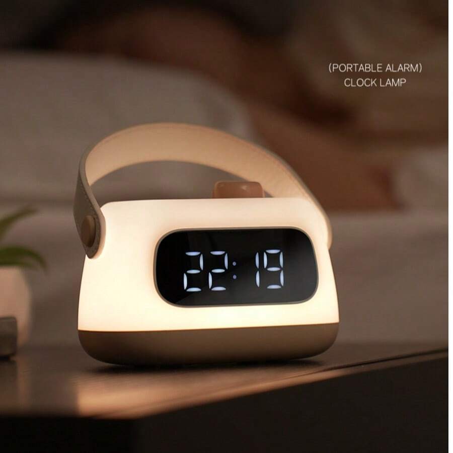 可调节亮度闹钟，带夜灯、贪睡功能、定时器、2000mAh电池，便携式设计，适合卧室床头灯，夜灯礼物