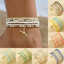 6件套波西米亚多层串珠脚链，女士时尚海星吊坠脚链，夏季海滩饰品礼物，百搭 - 腳鍊套裝 - 查看 1