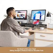 Advwin Dual Monitor Stand Riser Desk Organizer Computer Stand Adjustable Length And Angle Black - View 4