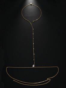 1 pieza Collar nupcial sexy sin espalda, cadena corporal de lujo multifuncional, versátil y elegante - borla - Ver 6