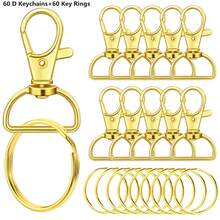 5/10/20/30/45/60pcs D-Shape Swivel Hooks Keychain Clips With Keyring, Hardware For Keychain, Lanyard, Wallet DIY Crafts - Keychain With Ring - View 19