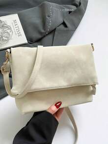 Nueva mini bolsa de sobre para mujer, bolso de hombro de unicolor minimalista, bolso cruzado de moda - Blanco - Ver 7