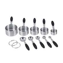 Juego de tazas y cucharas medidoras Yosoo 5 tazas y 5 cucharas de acero inoxidable plateado con mango de silicona y juntas tóricas fácil almacenamiento y limpieza - Acero inoxidable - Ver 8