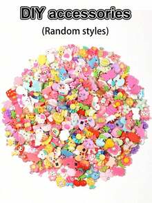 Random 10/20/30/40/50//150/200/500pcs Resin Accessories Set, Cute Sweet Girl Cartoon Decorations, Various Colors, Styles And Designs, More Quantity More Variety, Can Be Used As Keychains,, Bracelets, Dust Plugs And Other Pendants, Great Back-To-School Party Favors, Small Gifts - 50pcs - 查看 3