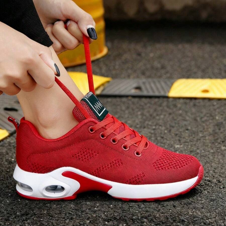 Lightweight Women Running Shoes With Memory Foam Comfortable Sneakers For Walkingand Gym Training - Đỏ - Xem 1