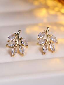 1 Pair Women's Earrings, Delicate Elegant Versatile Leaf Design Niche Minimalist Personalized Earrings, Suitable For Gifts And Daily Wear - Earring - View 4