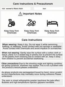 1件复古时尚个性化金属做旧链条花朵互扣腰链，波西米亚优雅百搭连衣裙腰带，适合女性任何场合 - 金色 - 查看 6