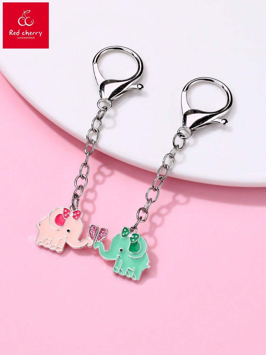 Bộ 2 chiếc móc khóa nam châm hình động vật hoạt hình dễ thương, voi, khủng long, cừu, thỏ, thích hợp để đeo hàng ngày, làm quà tặng, quà dịp lễ. - Nhiều màu - Xem 1