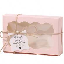 10pcs (With Rope & Hang Tag) Wedding Gift Boxes With Ribbon & Card, Transparent Visible Paper Design, Suitable For Wedding Party, Birthday, Wedding Decoration, Holidays - View 5