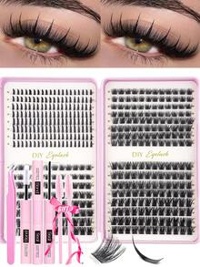 448根睫毛+60D+80D+100D大容量睫毛册，3D超蓬松柔软舒适高品质DIY睫毛簇，俄罗斯睫毛嫁接套装，单根睫毛，3D浓密睫毛簇，D卷睫毛簇套装，10-18毫米DIY睫毛嫁接，4种款式睫毛簇，单根睫毛簇，在家即可轻松嫁接 - 彩色 - 查看 12