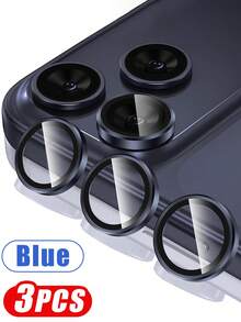 Alloy Black Silver Dark Blue Tempered Glass 3 Packs Camera Lens Protectors Compatible With Iphone 17 Pro/17 Pro Max 9H Tempered Glass Camera Lens Cover Screen Protector With Independent Metal Ring Decorative Accessory Compatible With Phone Cases Spring Gift - Multicolor - View 25