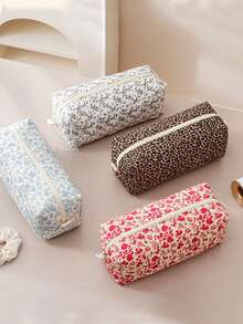 1 pièce Sac de rangement matelassé à imprimé floral pour sèche-cheveux, sac à outils de coiffure avec poche intérieure, étui de voyage pour sèche-cheveux, sac pour fer à friser, sac à maquillage - Multicolore - Voir 4