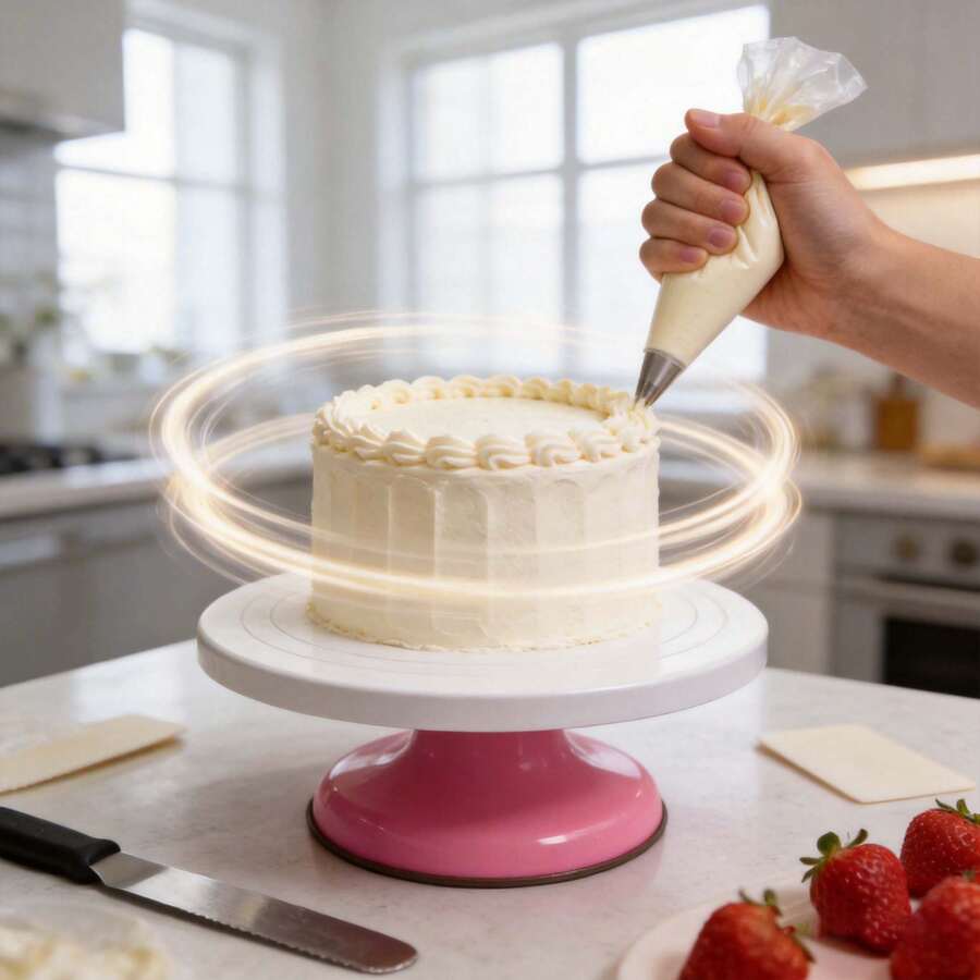 1 pieza Base Giratoria para Pasteles de 10 Pulgadas Antideslizante, Base de Decoración de Plástico de Grado Alimenticio con Giro Suave sin Atascos, Herramienta de Repostería Giratoria para Decoración de Pasteles DIY, para Uso Doméstico y Comercial - Ver 1