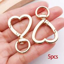 5个心形圆形钥匙扣夹银色金属心形登山扣钥匙圈DIY创意设计悬挂旋转龙虾爪扣触发弹簧钩用于珠宝制作 - 彩色 - 查看 20