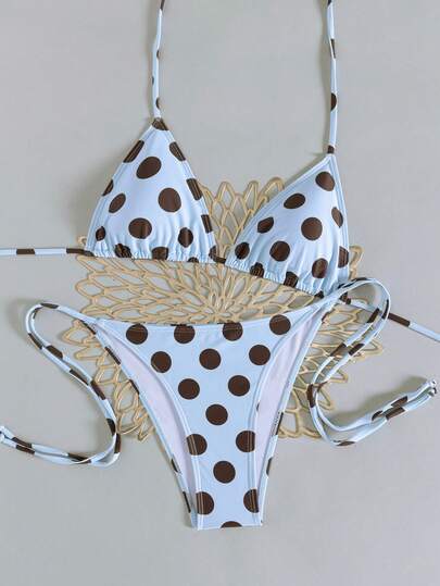 Sexy Backless Strap Swimsuit, Leopard Print Spaghetti Strap Tie Bikini Set, European And American Popular Beach Swimwear, Casual Women Leopard/Tiger Print Backless Tie Bikini Top With Side Tie Bottoms, High Elasticity Backless Animal Print Tie Side Bikini Set, Women High Elasticity Swimwear, Summer Beach Outfit