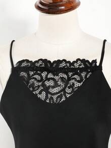 1pc Fashionable Lace Leaf Pattern Modesty Panel, Sexy Camisole Suitable For Dates, Parties - Multicolor - View 3