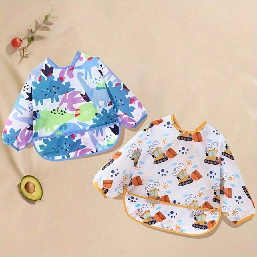 Yếm ăn dài tay chống thấm nước cho bé, yếm ăn hai mặt cho trẻ em, yếm ăn chống thấm nước và chống bẩn, yếm ăn dặm cho trẻ sơ sinh, từ 6-72 tháng tuổi. - Nhiều màu - Xem 1