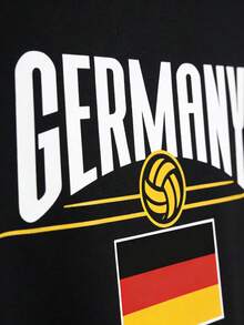 Women's T-Shirt With A Graphic Of The German National Football Team With Four Stars, Summer, Casual, Black, Short-Sleeved, Fashionable Streetwear - Black - View 8