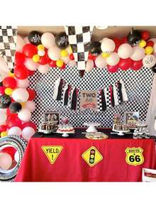 Pancarta de silla alta de carreras rápida - Decoraciones de fiesta de cumpleaños de carreras rápidas, silla alta de cumpleaños de carreras rápidas, decoraciones de cumpleaños rápidas de carreras, pancarta de cumpleaños número 2 de carreras de autos rápidos - 2 YEARS - Ver 6