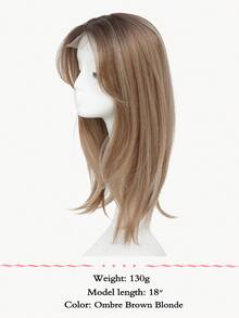Postizos para la pérdida de cabello de 18 pulgadas, piezas de cabello para mujeres de 6.5X6.5 pulgadas, postizos para agregar volumen extra al cabello, postizos de cabello liso natural para mujeres - Light Brown - Ver 6