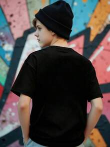 Tween Boy's Shirt Voann Dutch Eye With Wings And Scroll Design Keep An Eye On It Graphic Tees Crew Neck Short Sleeve Joy-Bringing Present Unisex Style Gifts For Spring Festival, Valentine's Day, St. Patrick's Day & World Cup-Van Dutch Dragon Print Tween Boy T Shirt Classic Americana Style Graphic Tee - màu đen - Xem 3