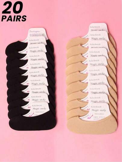 1/6/8/10/20 đôi tất tàng hình nữ, thiết kế silicon chống trượt, làm từ chất liệu mềm mại, kiểu dáng cổ thấp, phù hợp với giày bệt và giày ba lê, thích hợp để mặc vào mùa xuân/hè/thu.