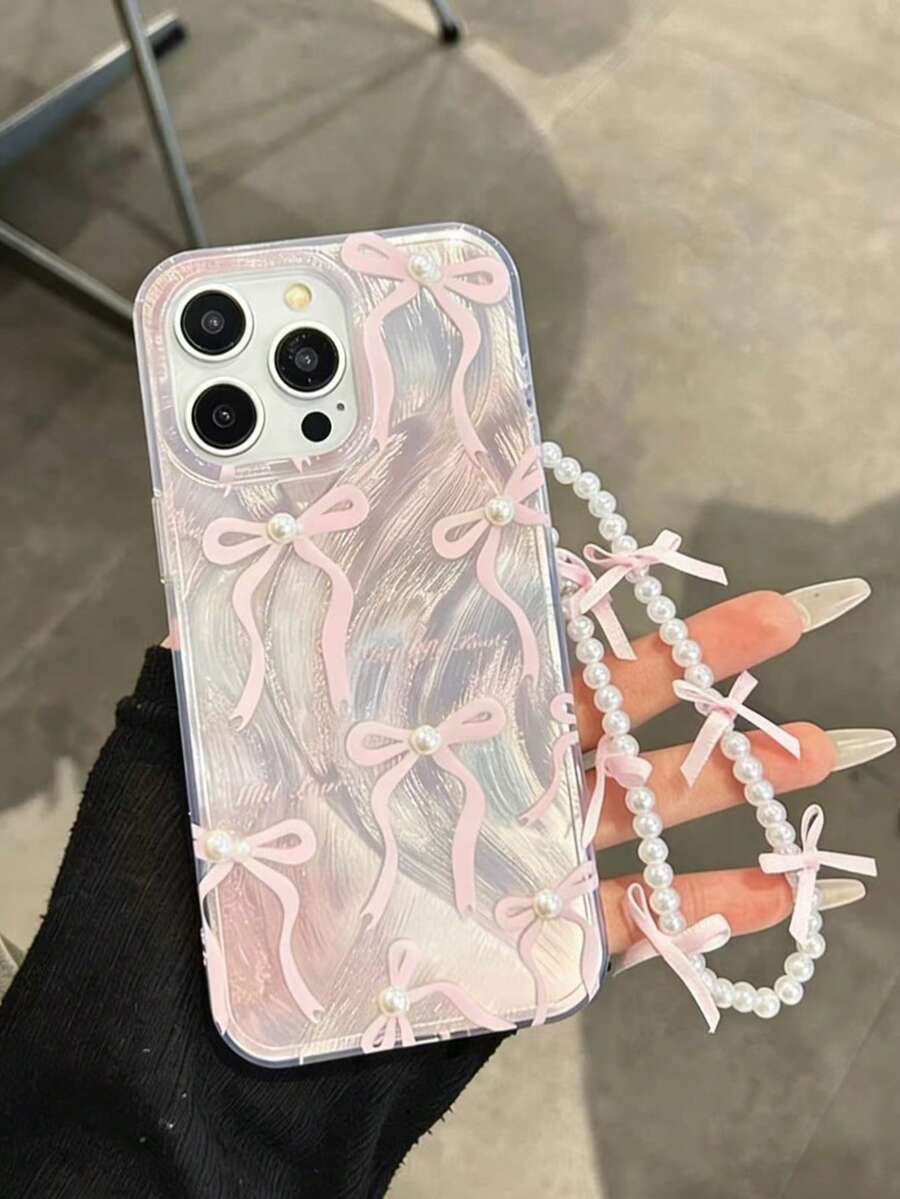 Ốp điện thoại IMD cao cấp được sơn vẽ tỉ mỉ với nơ ngọc trai giả, kèm dây chuyền hình trái tim mạ điện, vỏ cứng chống rơi vỡ, tương thích với Apple 17Air 16/15 Pro Max/15 Pro/15/15Plus/14 Pro Max/14 Pro/14Plus/14/13 Pro Max/13 Pro/13/12 Pro Max/12 Pro/12/11Pro Max/11, ốp bảo vệ điện thoại dành cho nữ.