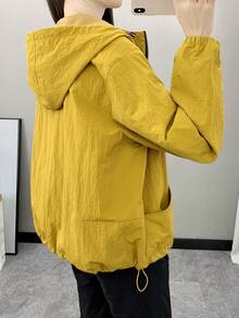 Women's Spring/Autumn Windbreaker, Waterproof Outdoor Sports Jacket, Lightweight Breathable Hooded Raincoat For Running, Cycling, Hiking - Yellow - View 8