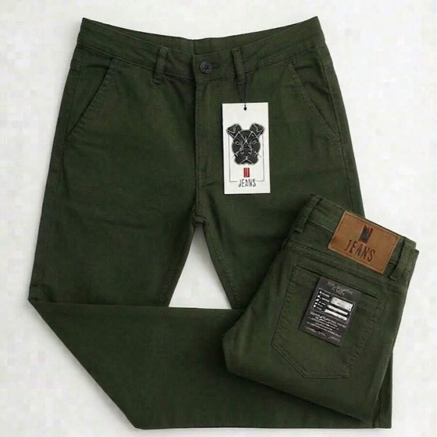 Men's Tailored Smart Casual Twill Pants With Elastane Lycra --- Factory Outlet! - 墨綠色 - 查看 1