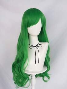 Vibrant Green Long Wavy Cosplay Wig With Bangs For Women - Premium Heat-Resistant Synthetic Fiber, Natural Curly Ends, Full And Fluffy Style -Perfect For St. Patrick's Day, Anime Cosplay, Holiday, Comic Con, Party Costume And Daily Fashion. Natural Looking, Easy To Style And Maintain, Adjustable Breathable Cap Fits Most Head Sizes, Great Gift For Birthday - Multicolor - View 5