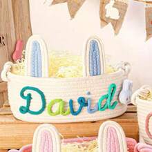 定制手工椭圆形收纳篮,兔耳朵礼品篮/装饰篮,家居装饰,礼品包装篮,复活节礼物,送给家人,衣橱收纳整理篮 - 彩色 - 查看 57