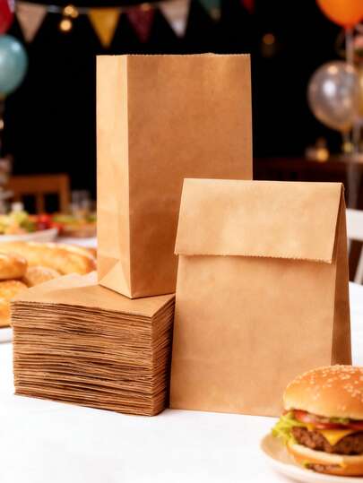 10/50/100 piezas Bolsas de papel kraft mini, bolsas de papel marrón duraderas para galletas, pasteles, caramelos, palomitas de maíz, aperitivos, regalos, envases para llevar, envasado de frutos secos, accesorios de cocina